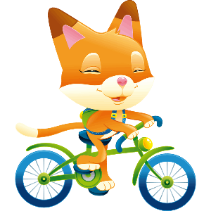 a kitty on a bicycle 